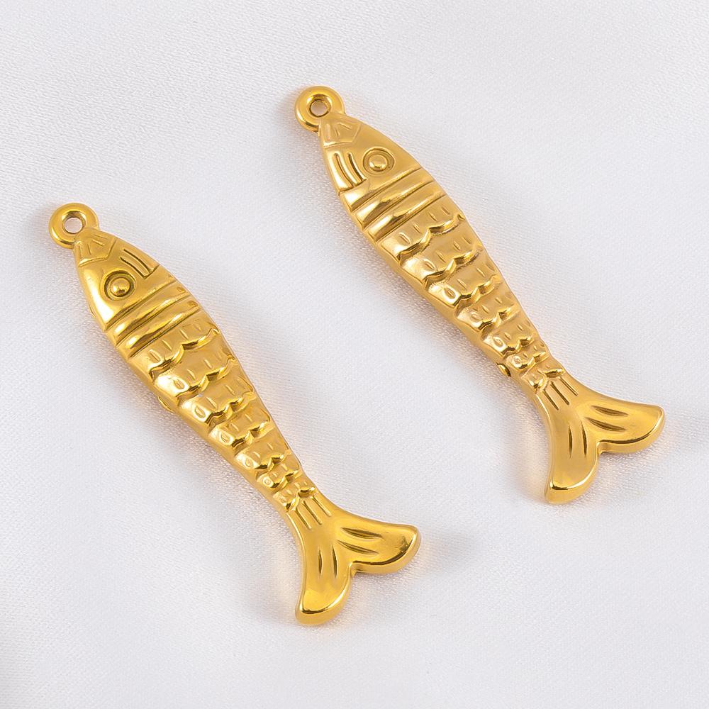 2pcs Stainless Steel Enamel Gold Plated 3D Fish Charms Star Shell Pendants DIY Boho Necklace Bracelet Earrings Jewelry Findings