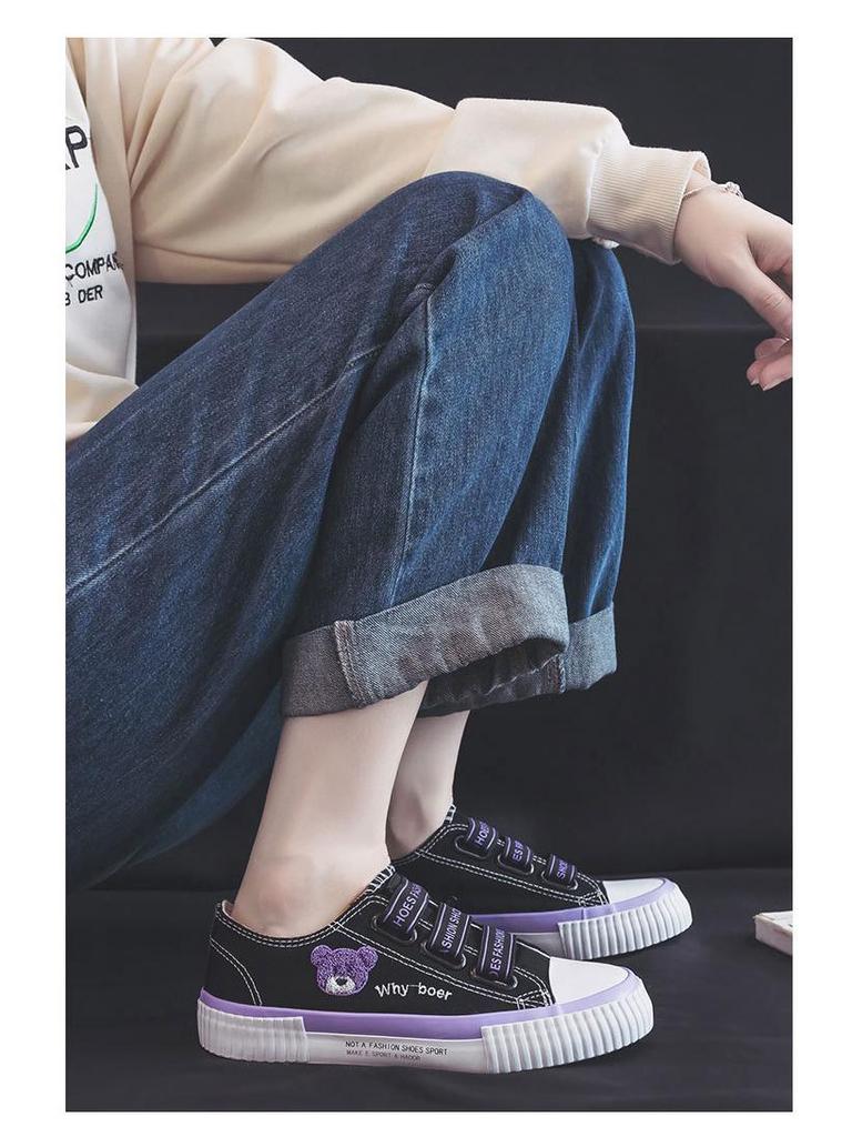 Women's Elastic Band Canvas Slip-On Shoes - 2024 Versatile Low-Top Casual