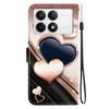 Handmade PU Leather Flip Case for Xiaomi Poco F6 Pro Anti-Slip Shockproof Cover with Wrist Strap & Heart/Rose Cat Designs