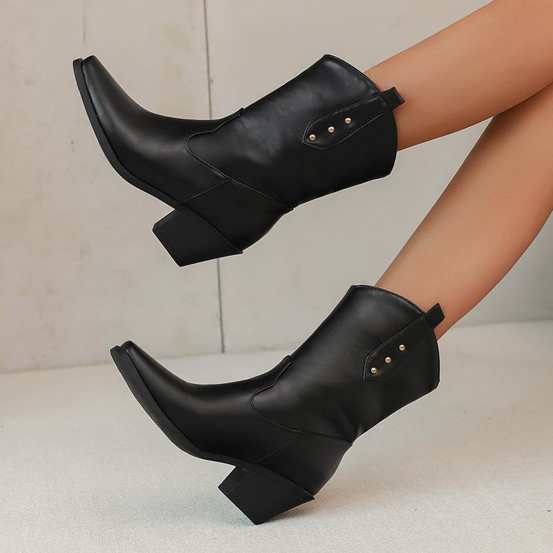 Large Size - Pointed Short Boots Western Fashion European and American Popular Women's Boots Winter Short Boots