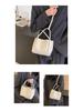 High-End Korean Style Women's Solid Color Basket Bucket Crossbody Handbag - 2025 
