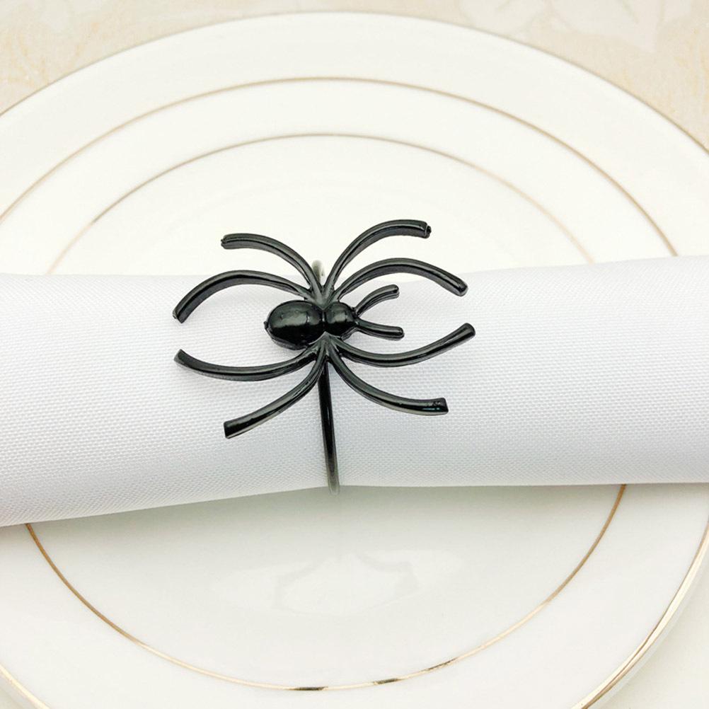 6Pcs Halloween Spider Napkin Rings Fine Texture Alloy Design for Family Reunion Craft Projects Dining Decor Napkin Ring