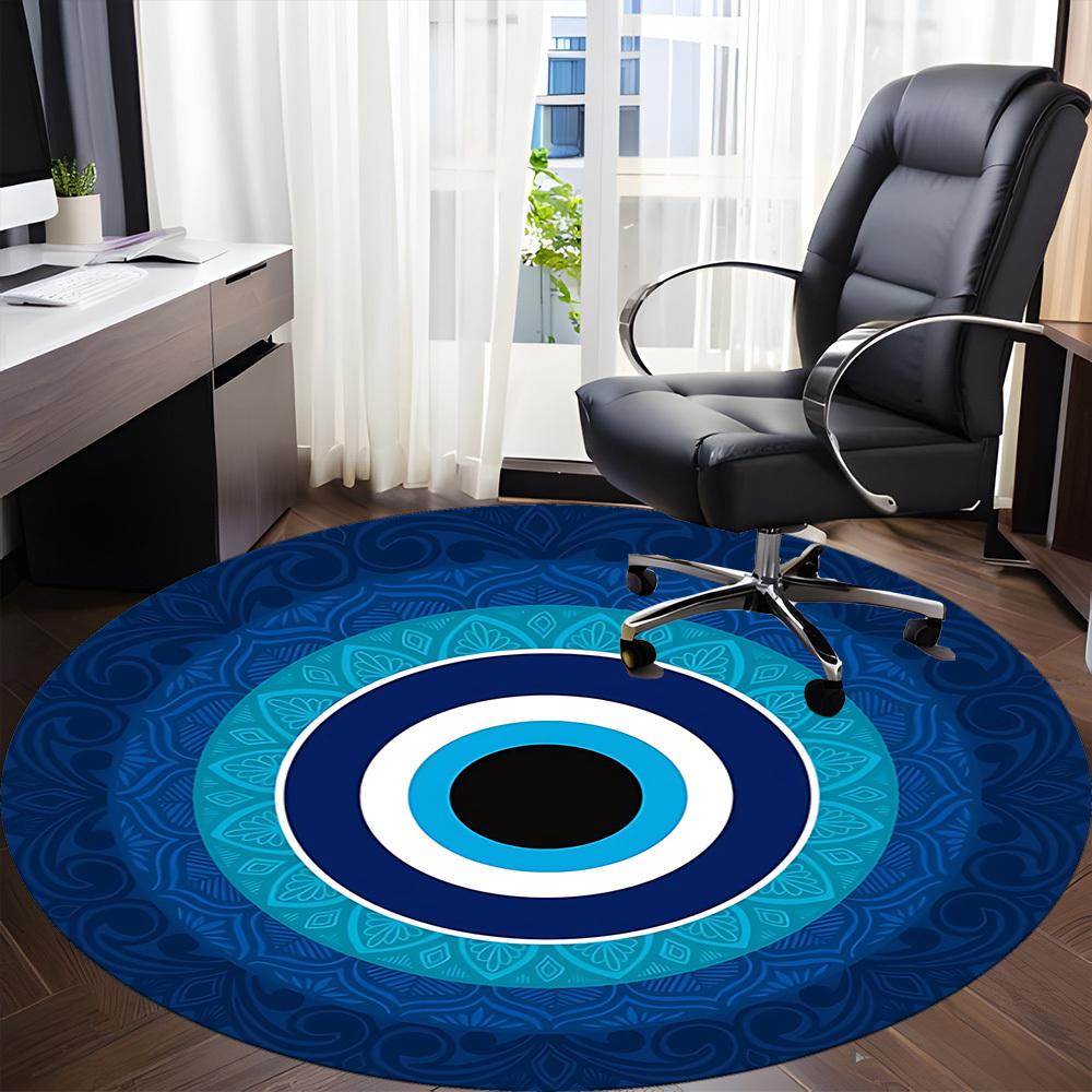 1 Stück Blaue Nazar-Dekoration Stuhlteppich für das Büro, Weiche bequeme Matte für Büro, Wohnzimmer, Schlafzimmer, Maschinenwaschbarer Teppich yy251112098