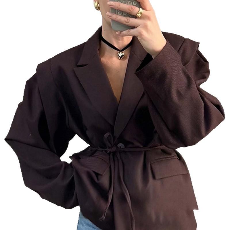 Womens V-Neck Oversized Wrap Tie Waist Coat Winter Floral Print Loose Chic Outerwear