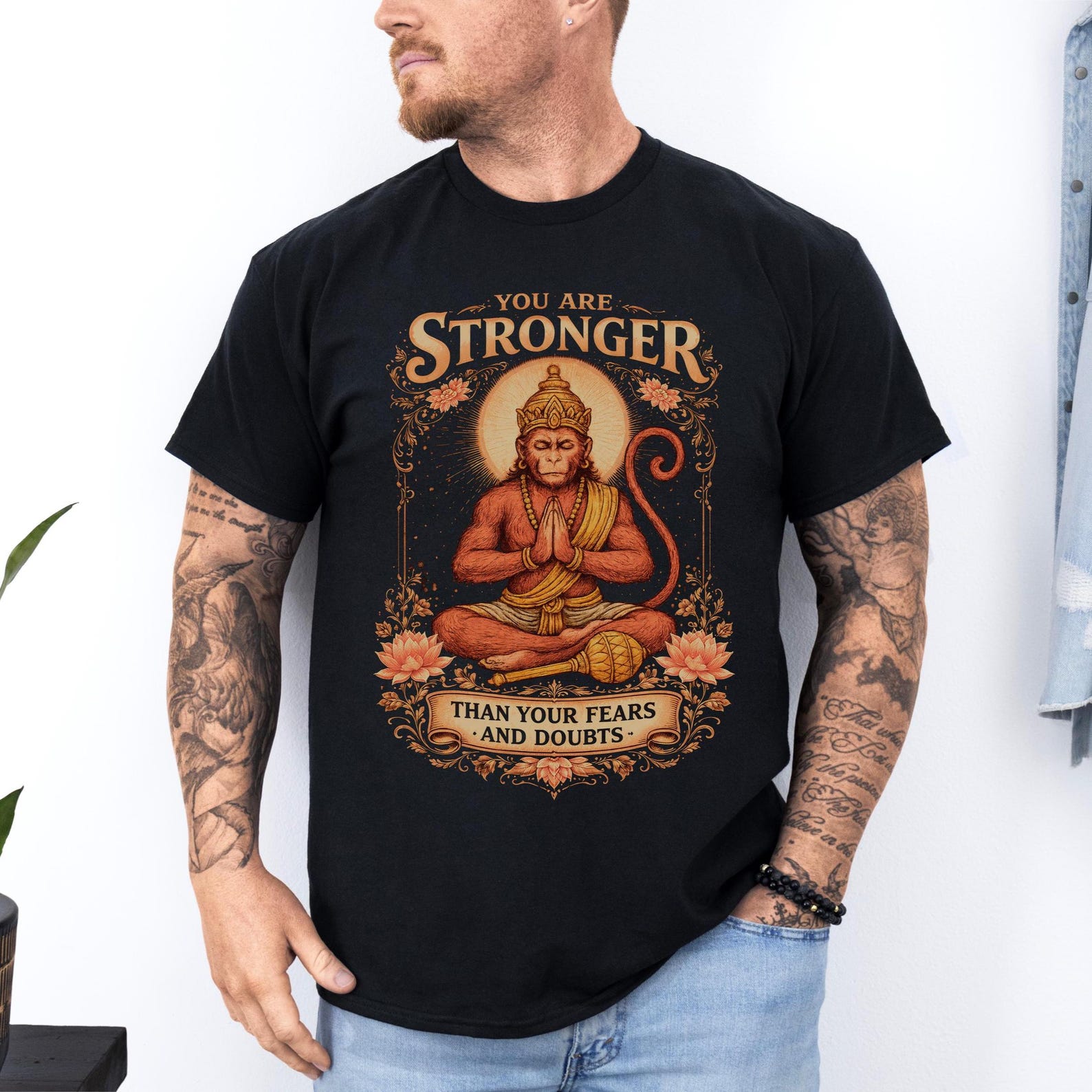 Hanuman T-Shirt: Monkey God Tee | Hindu Deity Shirt | Spiritual Gift | Yoga Meditation Apparel | Hanumanji Shirt 2XL