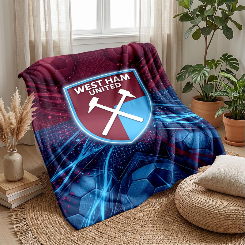 West Ham United Fußball-Print Flanelldecke, Weiche Warme Leichte Überwurfdecke für Sofa Bett Camping