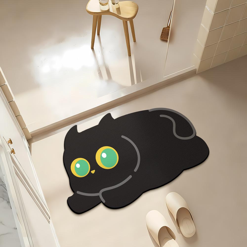 Cat Bathroom Mat Quick-Dry Diatomaceous Earth Bath Mat Funny Soft Diatom Mud Absorbent Floor Mat