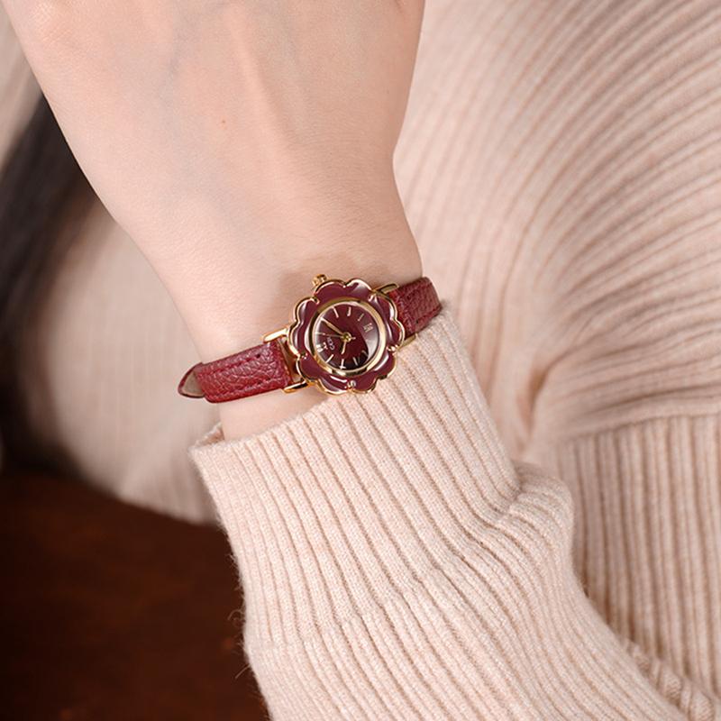 Relógio Feminino GEDI Pulseira de Couro Quartzo Relógios Femininos Luxo Vintage Nicho À Prova D'água Elegante de Pulso Feminino