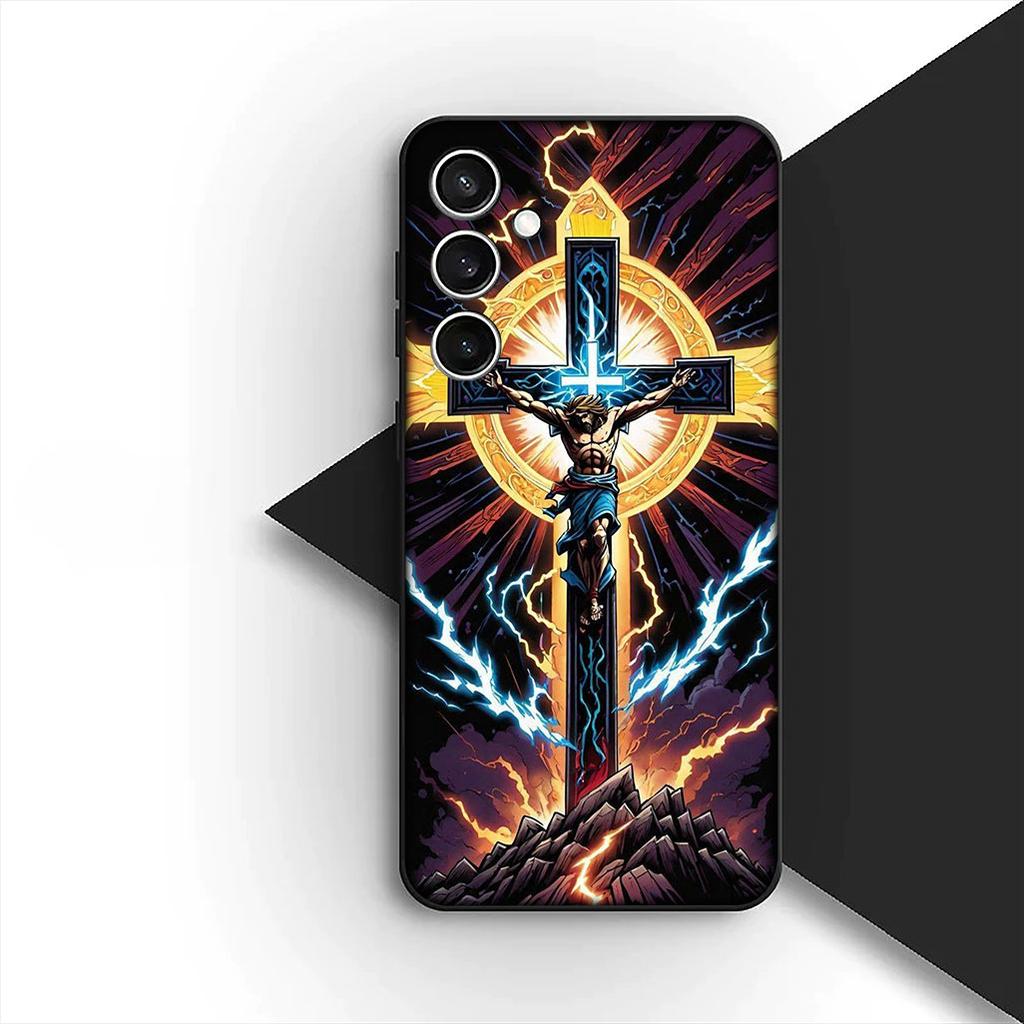 Cover for Samsung Galaxy S10 S8 S9 Plus A33 A34 A31 70 A71 A72 Note 20 9 8 S10E Casing Phone Case God Jesus Judah Jehovah Cross