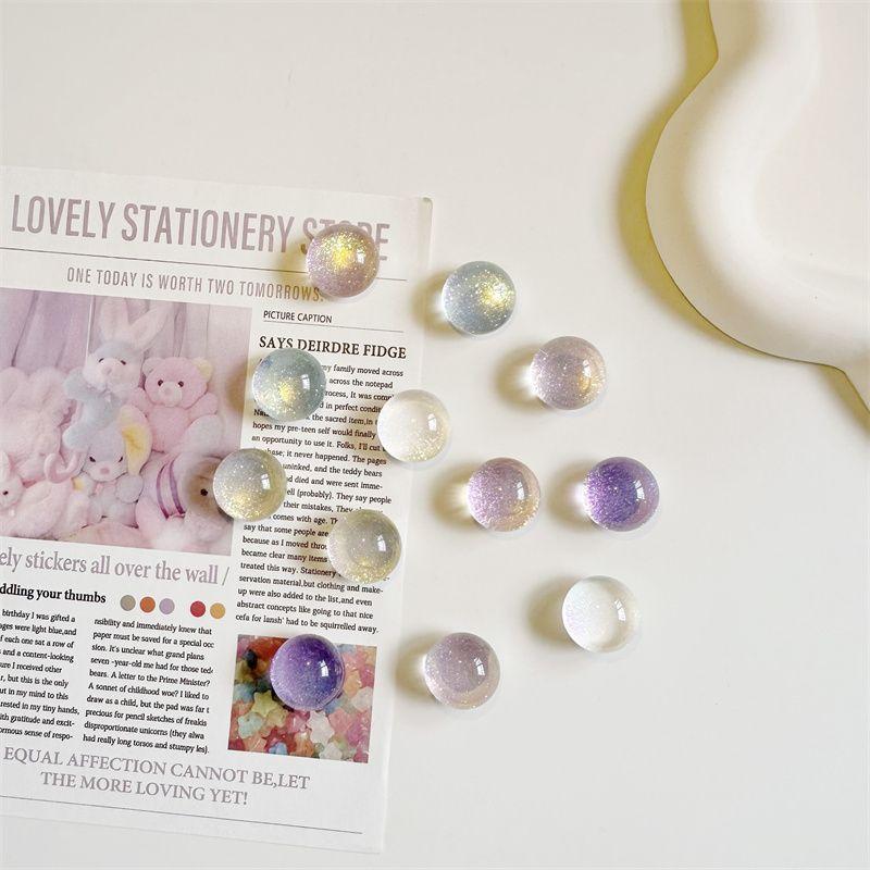 5/10pcs Cute Glitter Round Fridge Magnets Shiny Transparent Magnetic Stickers for Refrigerator Kitchen Home Decoration