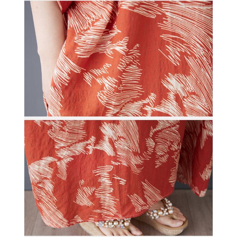 Dimanaf 2025 Summer Women Plus Size Dress Casual Dress Beach Loose Basic Vintage Printing Long Dress Maxi