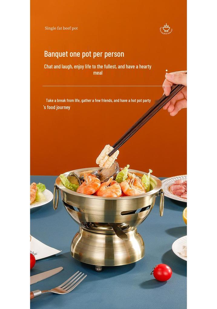 304 Stainless Steel Single-Serving Hot Pot for Shabu Shabu