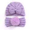 New children's winter warm headscarf hat set, baby bow pullover hat, baby headband