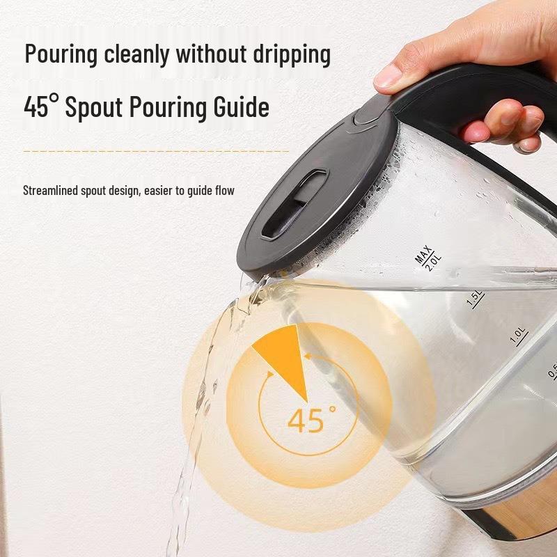 Large Capacity Glass Electric Kettle with Borosilicate, Auto Power-off & Dry-burn Protection