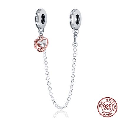 925 Sterling Silver Safety Chain Romantic Flowers Balloon Charms Bead Fit Original Pandora Bracelets Charm DIY Women Jewelry