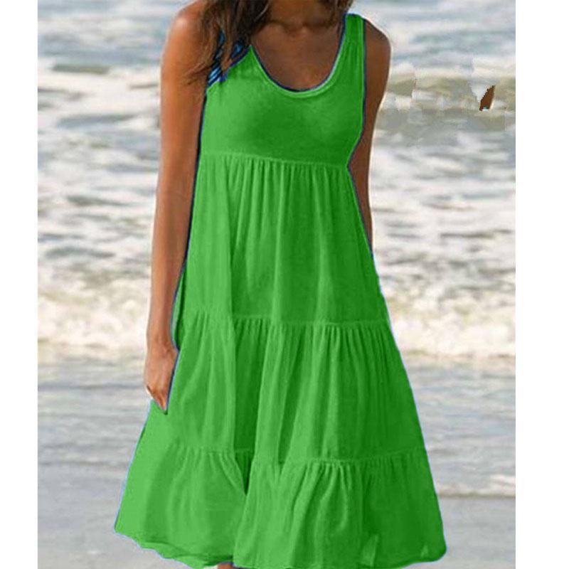 Women's Summer Dresses Clothes Casual Sleeveless Dress Loose Tank Top Dresses Solid Color A-line Dress Off Shoulder Dresss Beach Wear Dresses