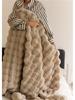 Double-Sided Thickened Faux Rex Rabbit Fur Blanket - Warm Bubble Fleece Throw for Office or Sofa