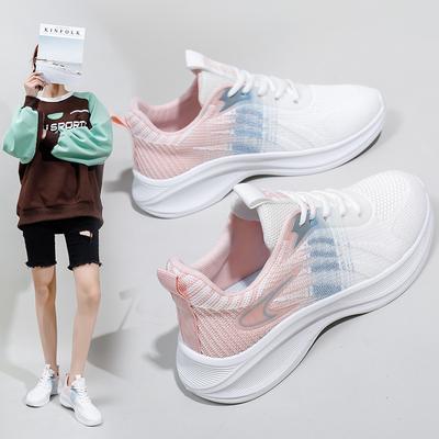 Shoes Women's Spring New Thick-soled Fashion Trend Running Shoes Soft-soled Comfortable and Breathable Fly-woven Shoes Sports Women's Shoes