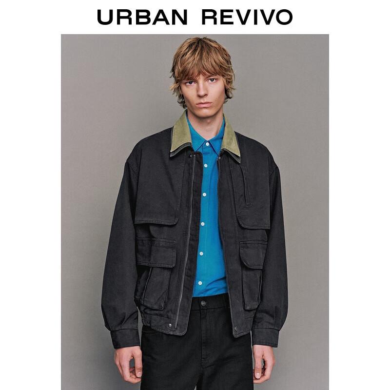 Men s Color-Block Lapel Workwear Jacket S