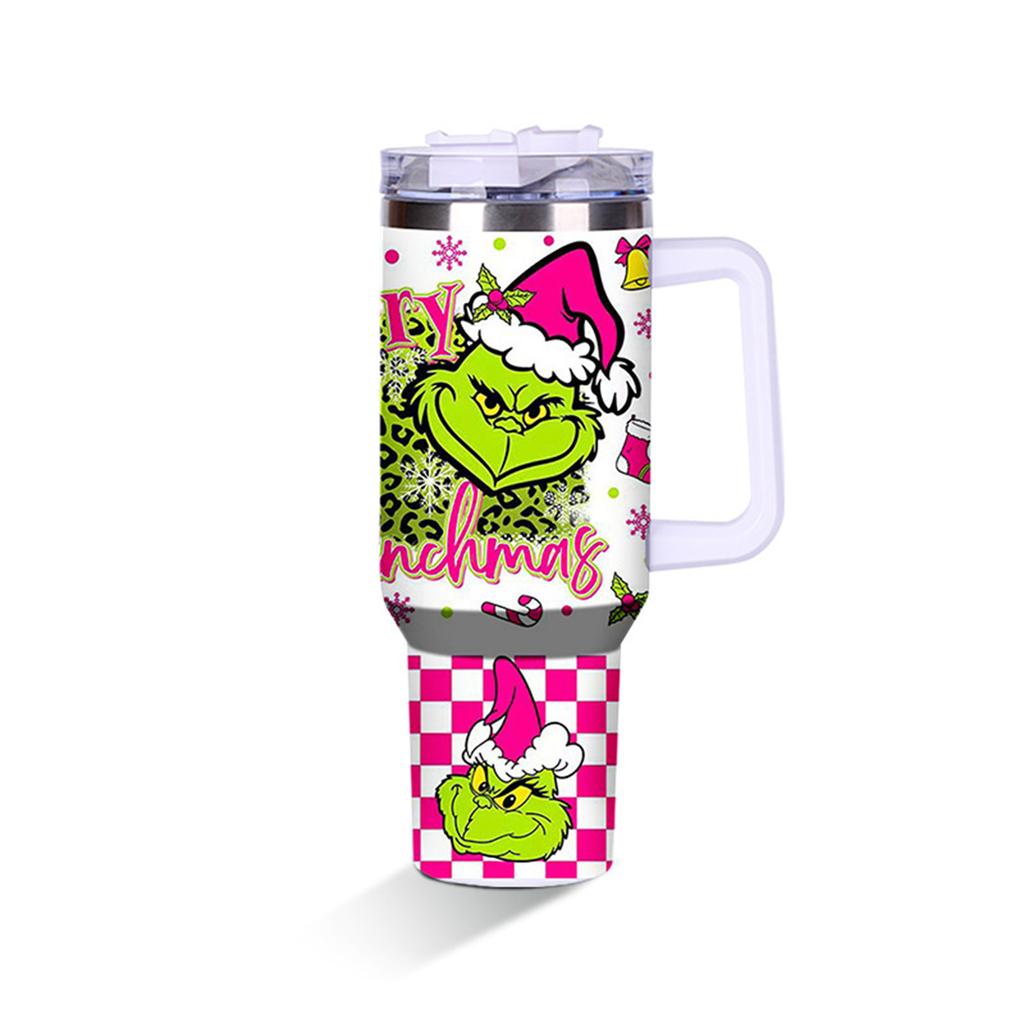 Christmas Tumbler 40 Oz, Merry Christmas Tumbler With Handle And Straw, 40oz Tumbler Maintains Cold Heat And Ice For Hours