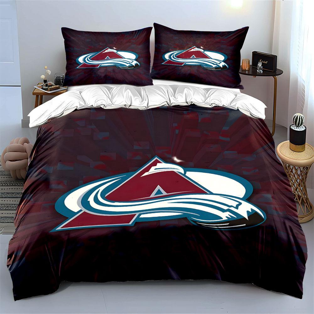 Red "A" Logo with Blue and White Design Print Bedding Set Duvet Cover Pillowcases (1* Duvet Cover 2* Pillowcases Do Not Include Comforter)