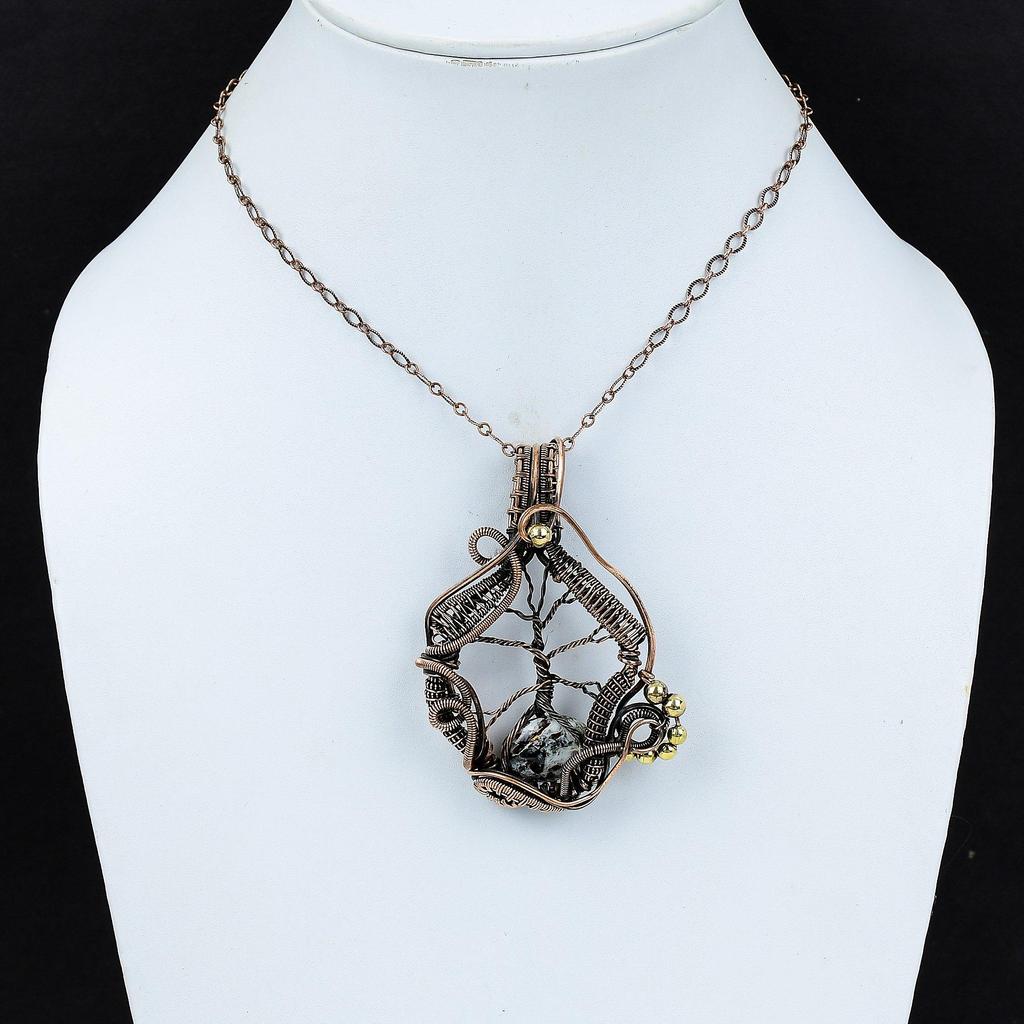 Tree Of Life Astrophyllite Pendant Copper Wire Wrapped Gemstone Pendant Unique Copper Design Jewelry Handmade Wire Wrap Jewelry Gift For Mom