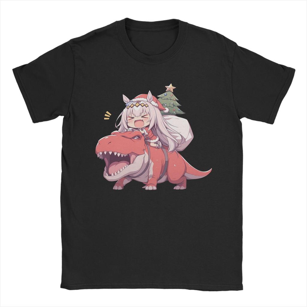 Oguri Cap Weihnachten Herren T-Shirts Uma Musume Pretty Derby Anime T-Shirts Kurzarm Rundhals T-Shirt 100% Baumwolle Kleidung
