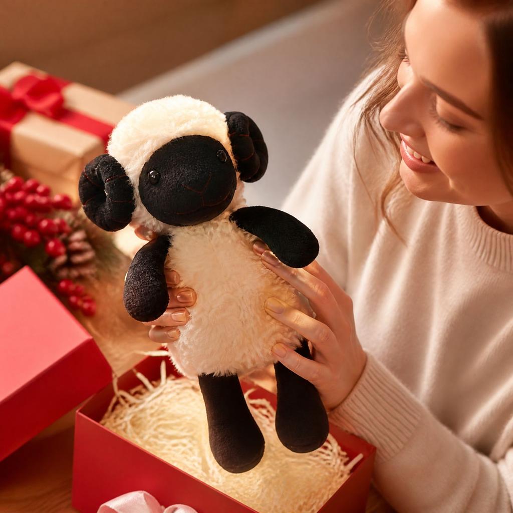 Year of the Plush Lamb Toy, Soft Stuffed Animal Gift for Kids