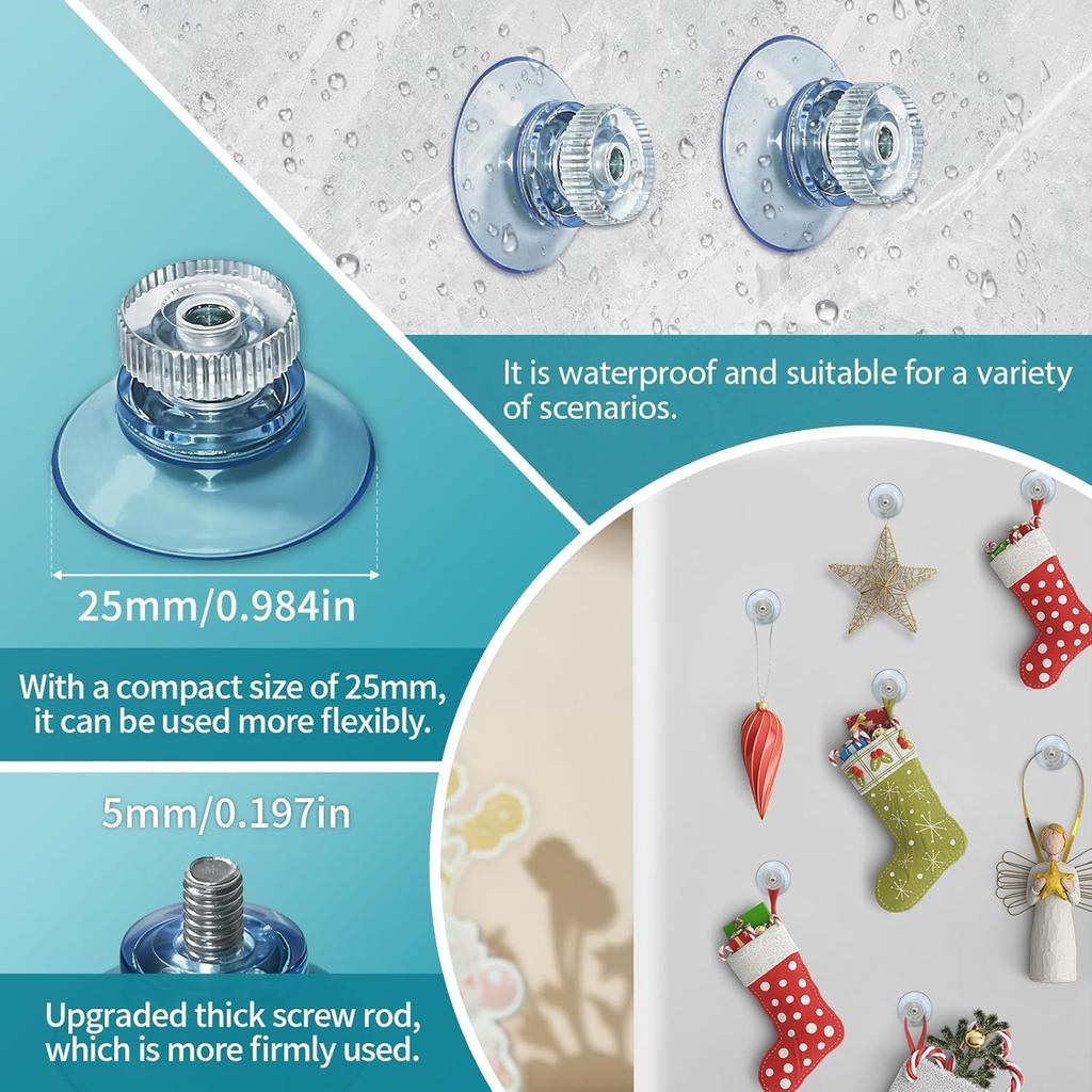 20 Pack Mini Suction Cups,25mm/1'' Suction Cup with M5 Screw Clear PVC Sucker Pads Extra Strong Sucker Suction Cup Glass Suction Holder with Screw