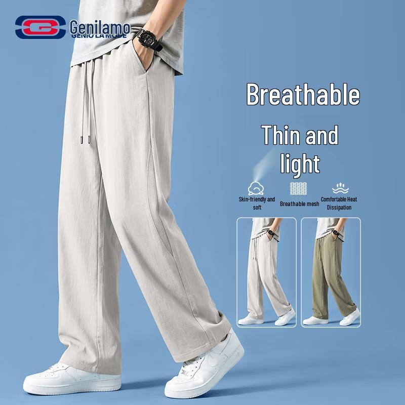 GENIOLAMODE Men s Summer Breathable Straight-Leg Casual Pants XL