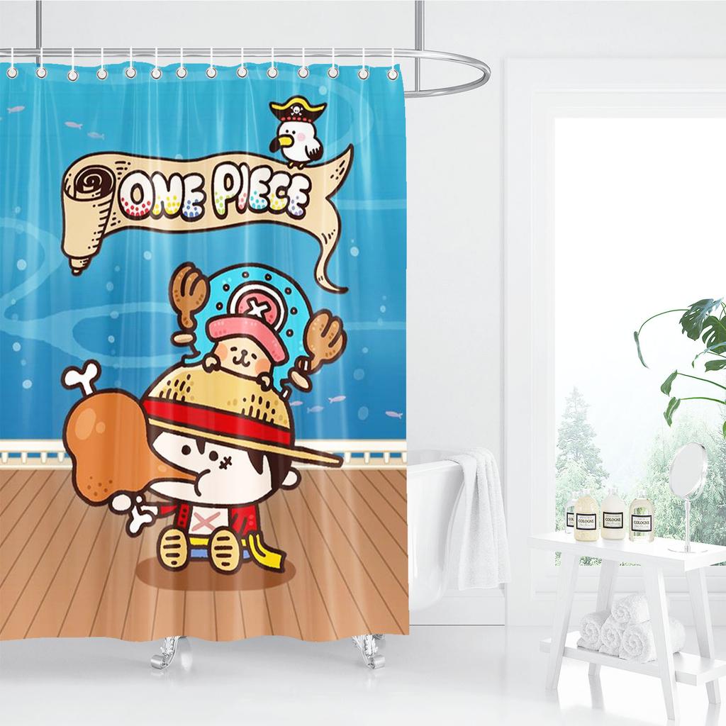 One Piece Anime Shower Curtain, Bathroom Accessories, Decor Curtains For Living Room, Cute And Funny  Christmas Gifts