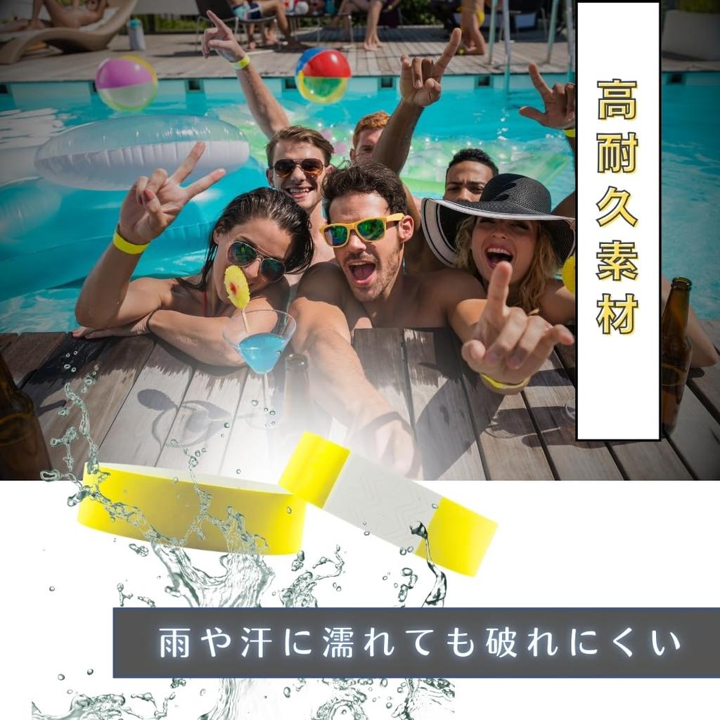 JP Číslo Vodotěsné papírové pásky s lepicí páskou pro kontrolu akcí Balení náramků, Jednorázové, Opakovaný vstup (10 barev, 1000)