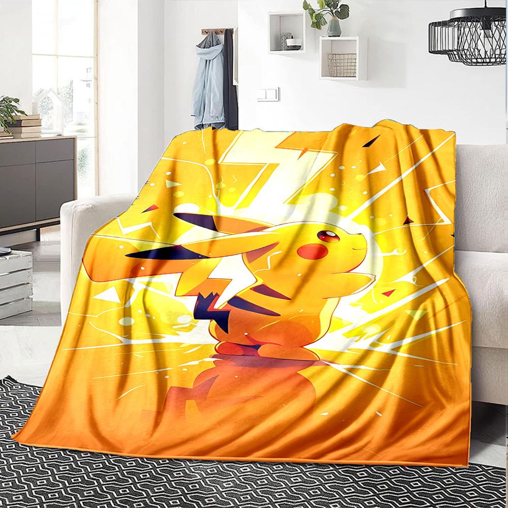 1pc Pikachu Electric blanket Lightweight Flannel Throw for Sofa Bed Travel Camping Livingroom Office Couch Chair