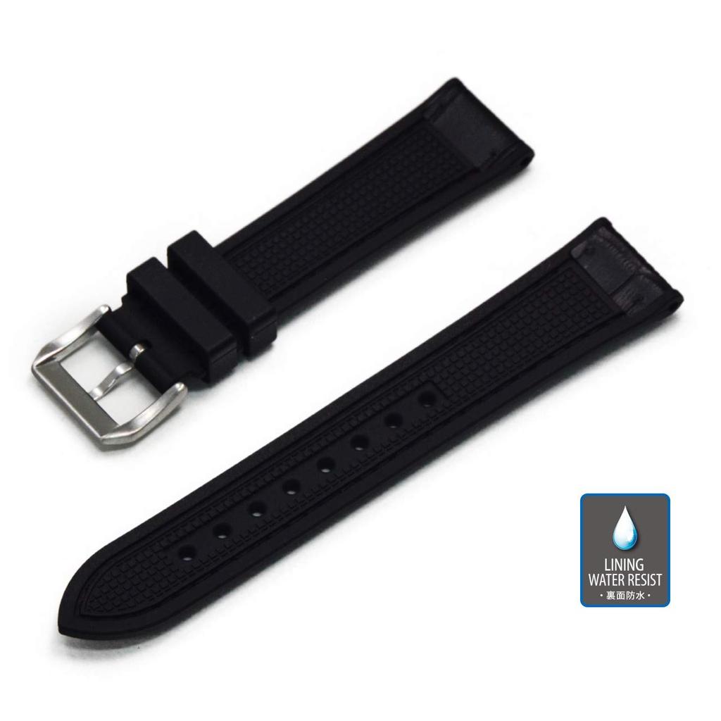 CASSIS ROCHELAIS GRAIN Calfskin Watch Strap with Waterproof Includes Replacement U1128SA1 Backing, Black, 22mm, Tool,