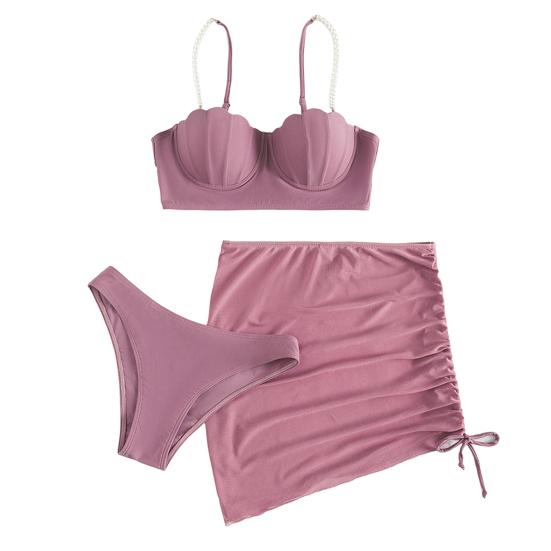 Chic Bathing Suit Underwire Comfy Gathering Summer Woemn Beach Wear