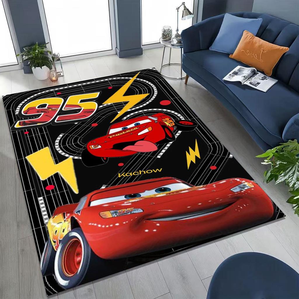 3D Lightning McQueen Cars Cartoon Rug for Bedroom Living Room Sofa Home Doormat Decor, Large Kids Play Non-slip Floor Mat Gift