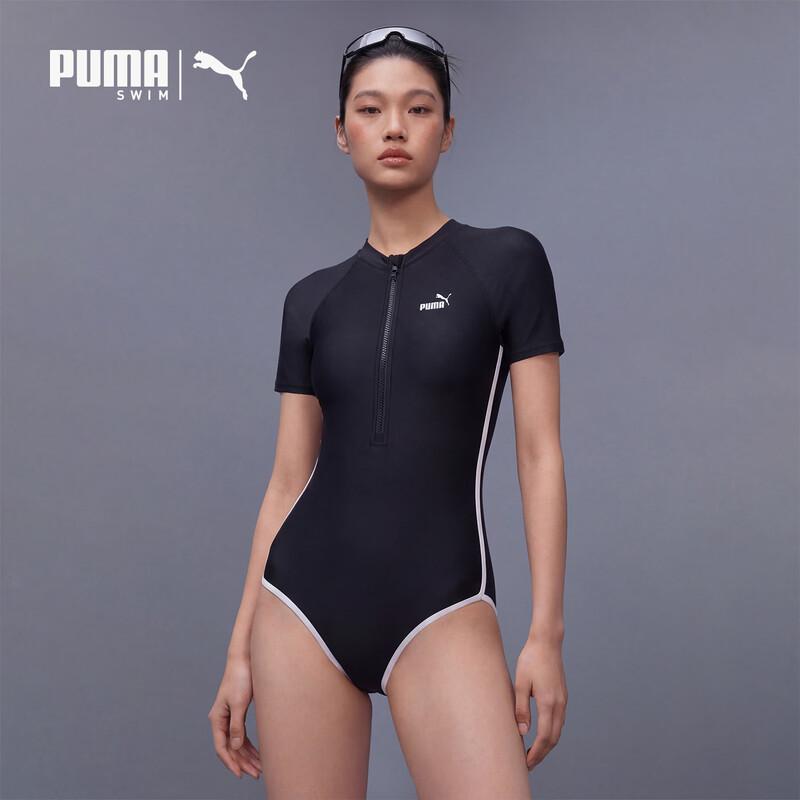 PUMA Women s Mock Neck Zipper One-Piece Swimsuit L