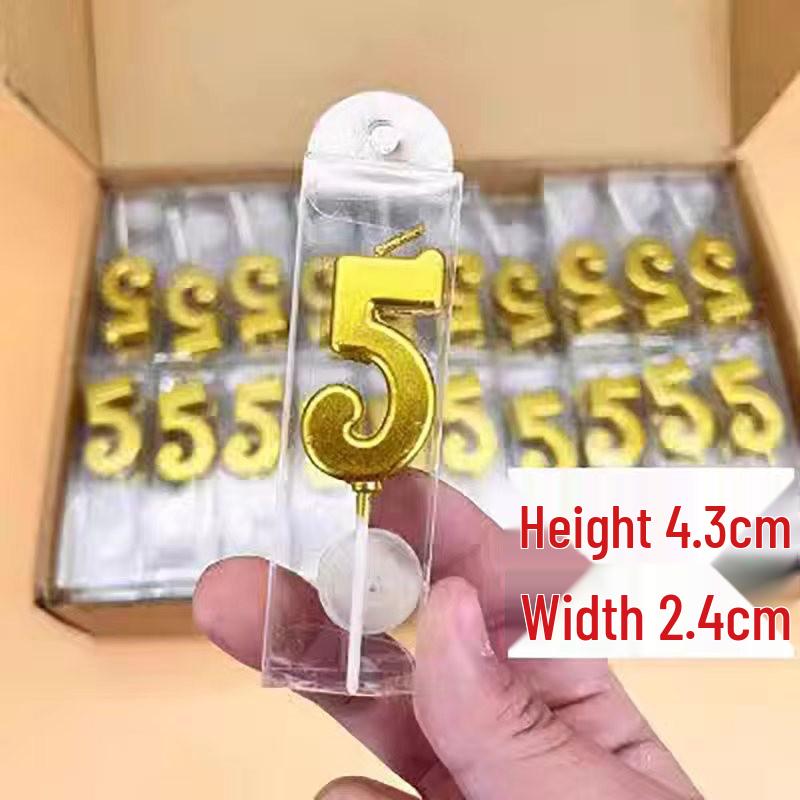 Gold Long Number Birthday Cake Candles - Boxed for Children's First Birthday