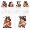2026 Retro Hübsches Mädchen Kalender Lustiger Text Kalender 12-Monats Wandkalender Perfektes Weihnachtsgeschenk für müde Frauen