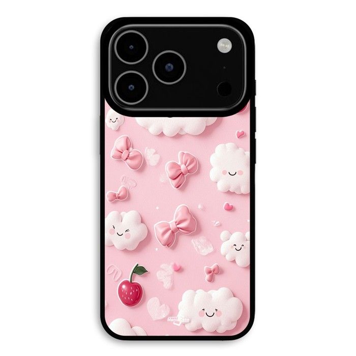 Hülle Für iPhone 18 Pro Max Kirsch-Wolken-Textur Rosa Schleife Maniacase schwarz