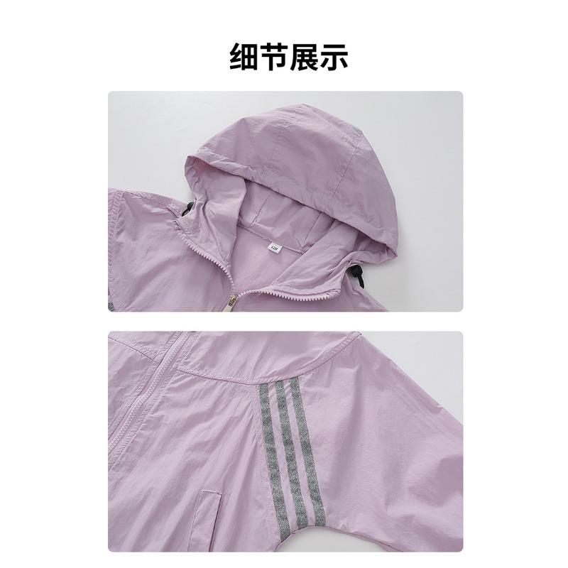 Girls Color Block Lightweight Breathable Hooded Sun Protection Jacket For Big Kids