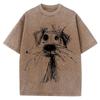 T-shirt Oversize en Coton Croquis de Chien Écritures Amusantes Streetwear T-shirt Unisexe