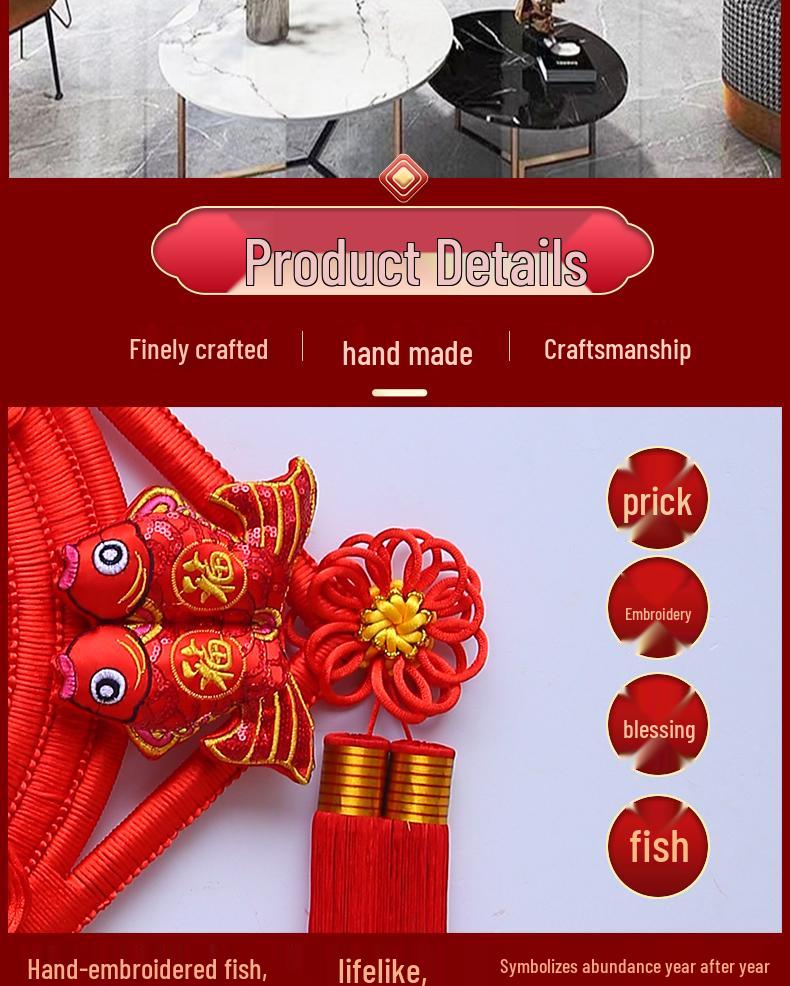 Großer Pfirsichholz Fu-Zeichen Anhänger für das Wohnzimmer: Chinesische Knoten-Dekoration für Wand oder Tür