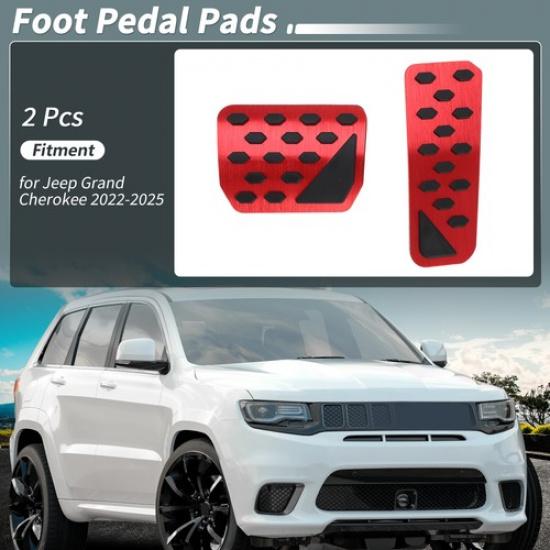 2Pcs Auto Foot Pedals Pads Cover for Jeep Grand Cherokee -2025 Red