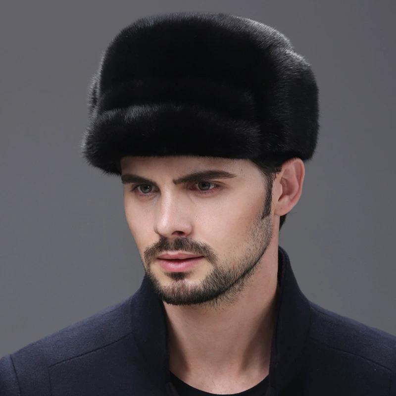 Mink hat men in the elderly mink fleece ear protection warm dad winter whole mink fur outdoor cotton hat