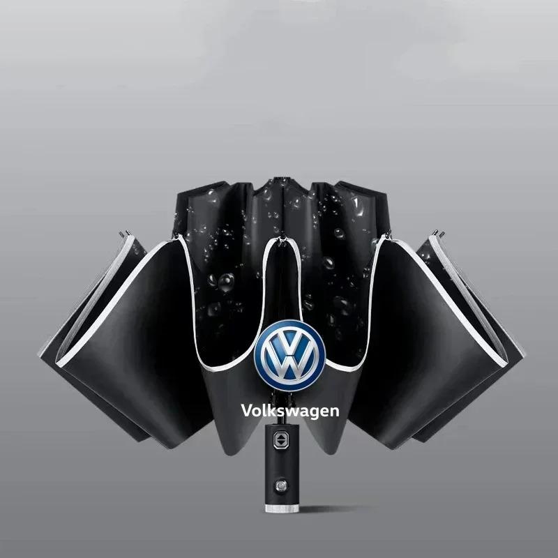 Automatic Umbrella with Reflective Stripe Reverse Led Light Umbrella For Volkswagen VW Golf Polo Tiguan Passat Touareg Magotan T