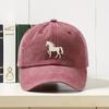 1 Stück Klassische Vintage Gewaschene Baseballkappen für Damen, Laufendes Pferd, Leichte Verstellbare Passform Kappen für Alle Jahreszeiten Alltag, Sport