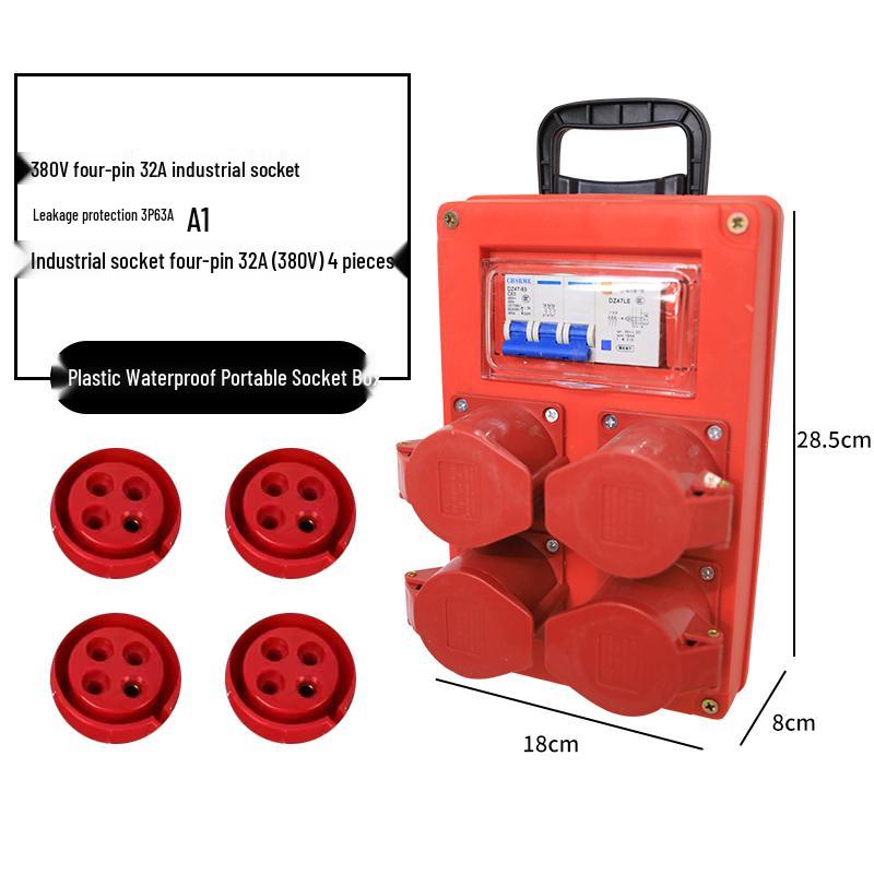 Compact Industrial Power Strip with RCD and Display for Construction Sites