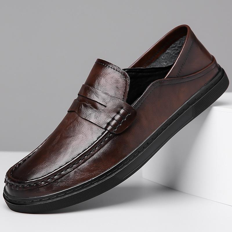 Men's shoes new soft-soled business casual leather shoes men's trend one-pedal Doudou shoes men's British shoes