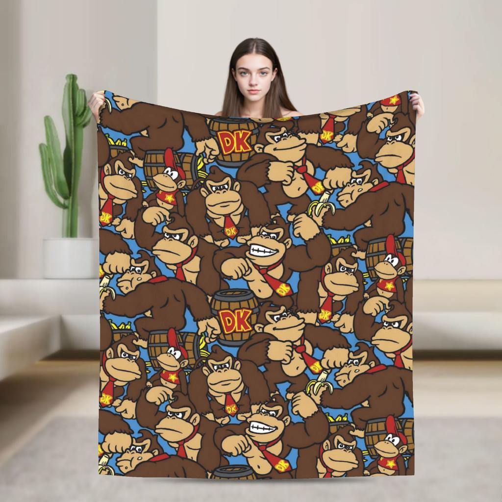 Fun Donkey Kongs Plush Blankets Girls Boys Flannel Bedding Throws For Couch Chair Super Soft Design Quality Bedspread Gift